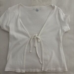 Brandy Melville Cream Tie-Front Blouse